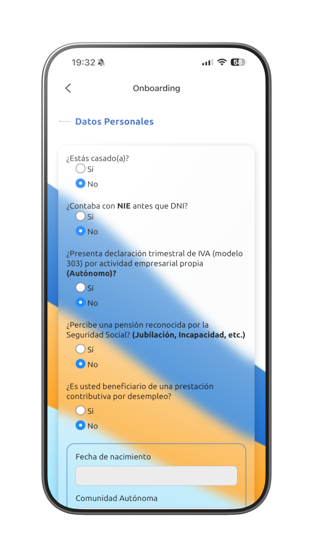 Formulario de Datos Personales en la app