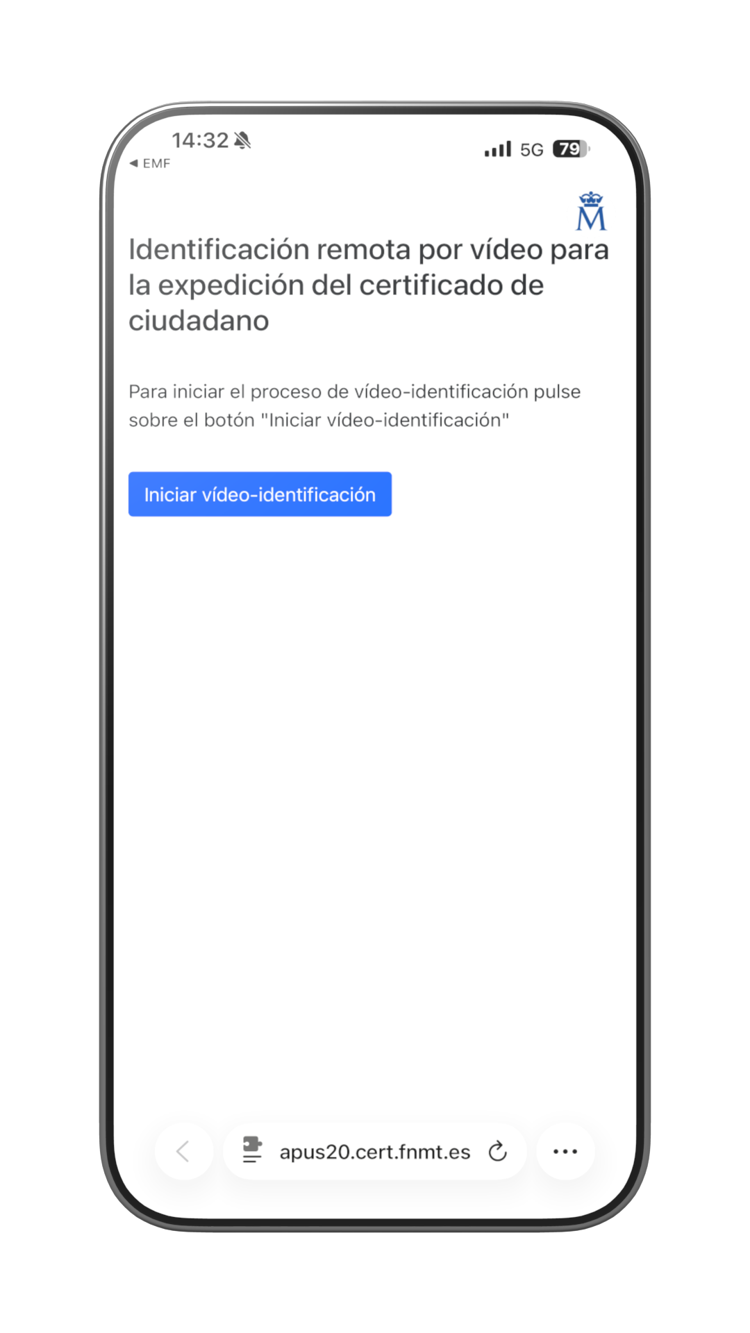 Página de la FNMT para iniciar la vídeo-identificación