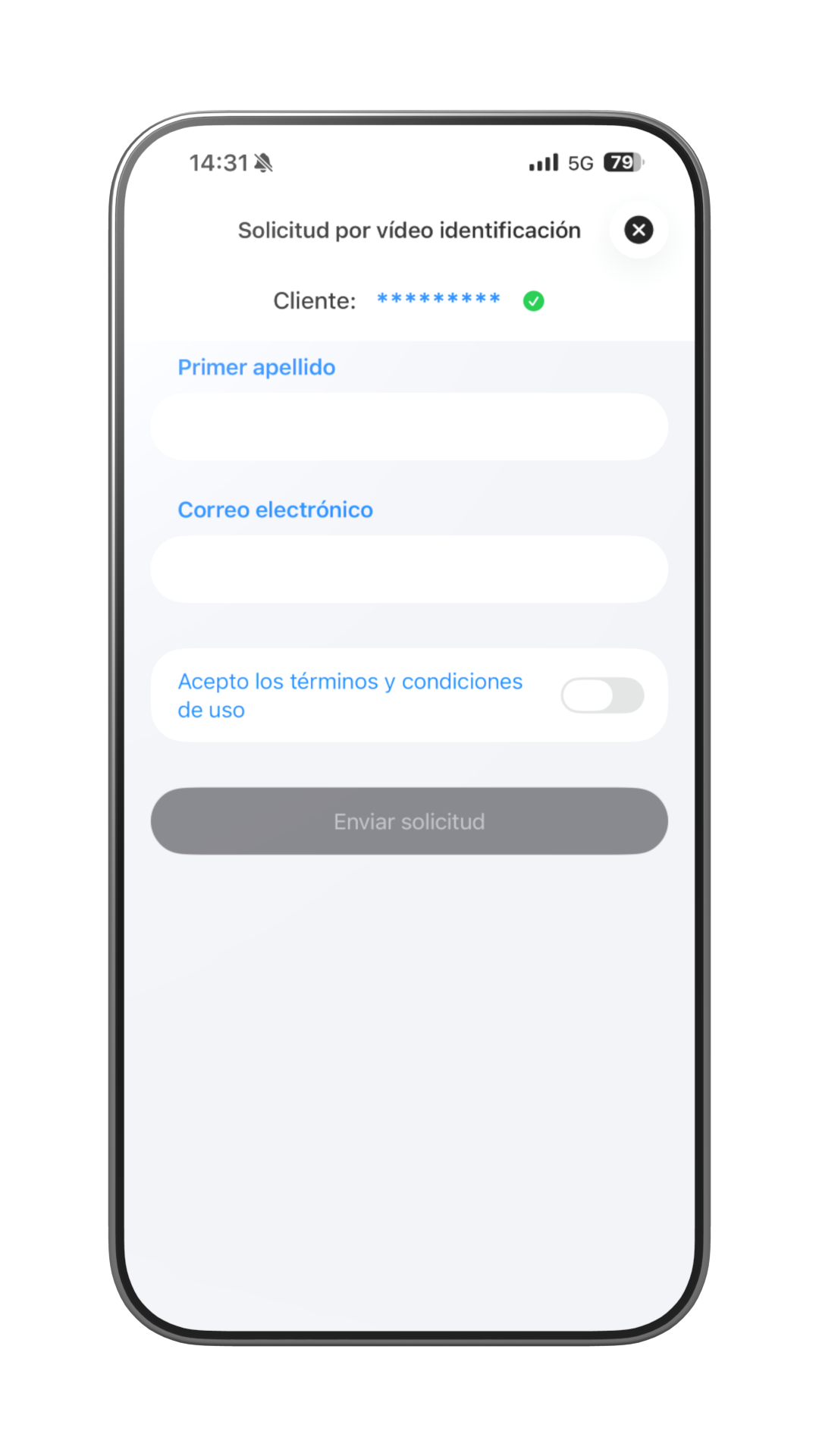 Formulario de primer apellido y correo electrónico